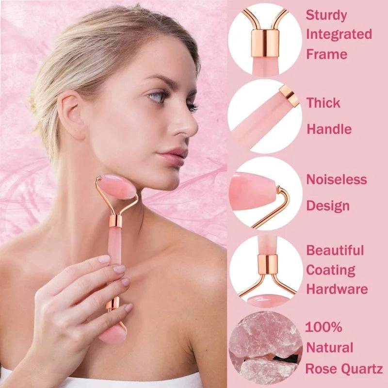 2Pcs Roller for Face Neck Eye Facial Massage Kit Ice Face Roller Gua Sha Board Portable Facial Massage Roller Lifting Contouring